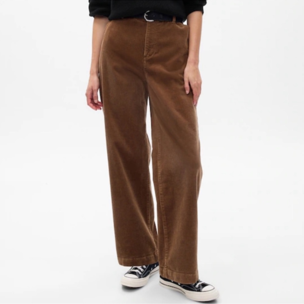 Gap Women’s Wide Leg Loose Corduroy Sable Brown Pants Size 6 Petite